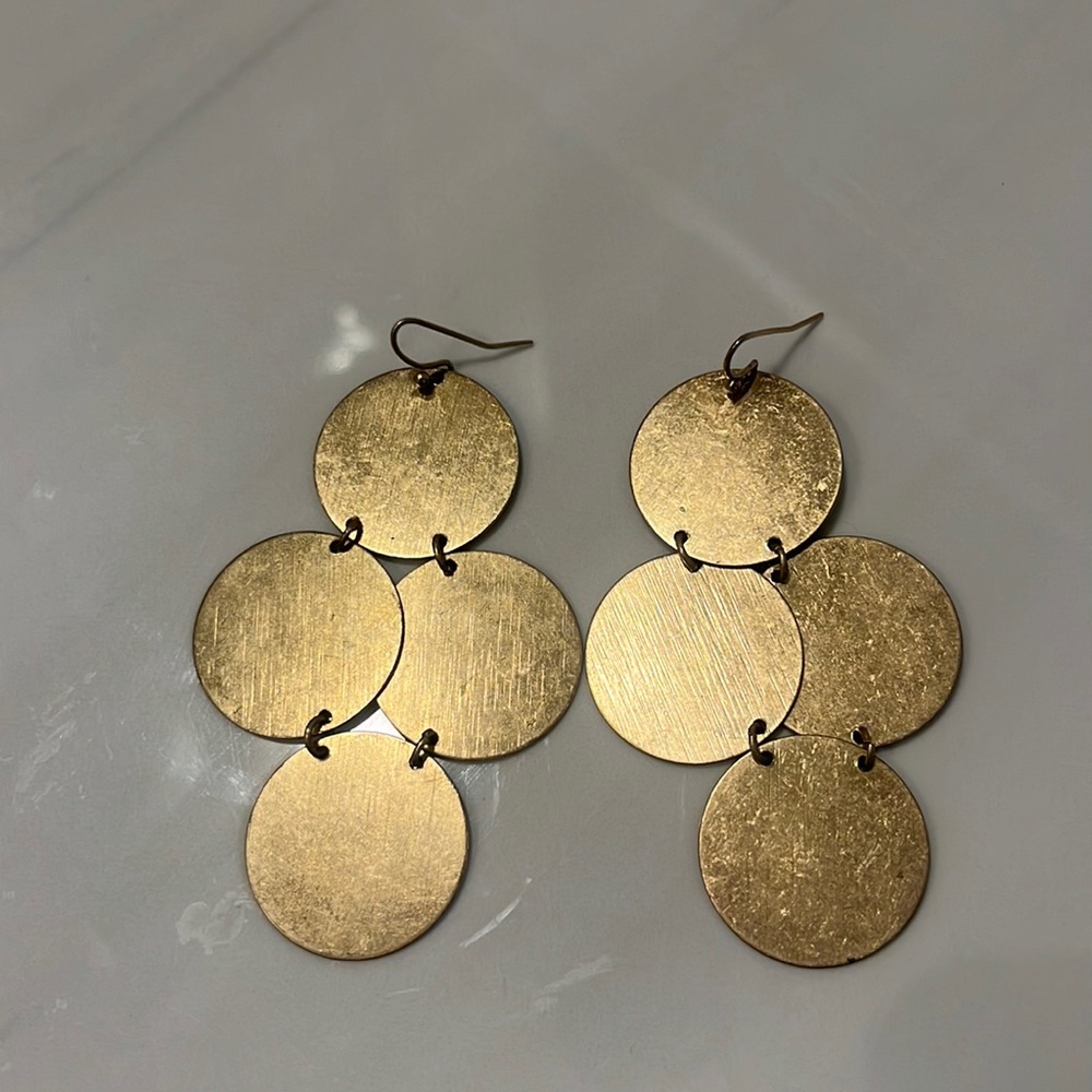 Dangly gold coin earrings